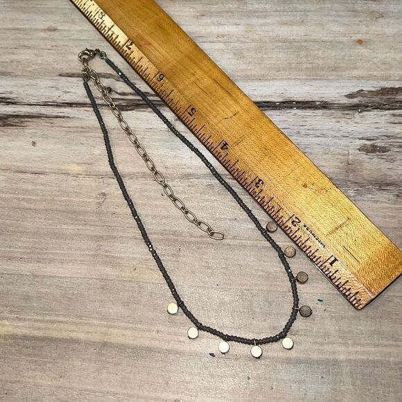 Gold Tone Disc Necklace Women’s Beaded Chain BohoChic Classiccore Statement Piec - Picture 5 of 6